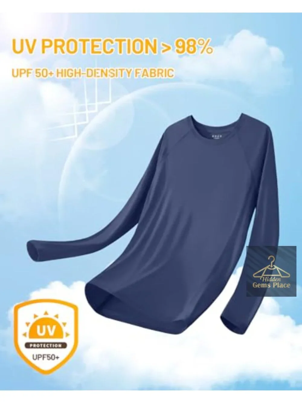 Men's UPF 50+ Long Sleeve Rash Guard Shirt Quick Dry Sun Protection Swim Tee